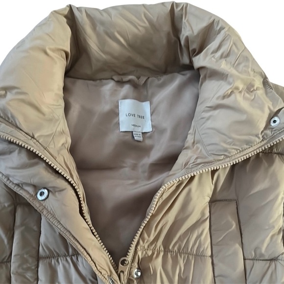 Love Tree Tan WOMENS Quilted Vest with High Collar - Picture 4 of 6